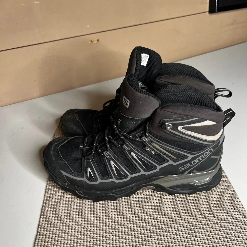 Salomon X Ultra 3 Mid GTX Hiking Boots Black Grey Gore-Tex 370770 Mens 8.5